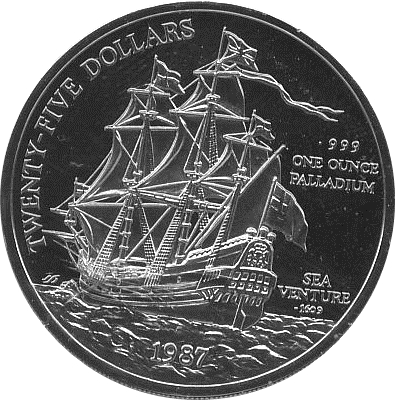 1 troy ounce 999 Palladium coin - Bermuda 1 troy ounce 999 Palladium coin - Bermuda