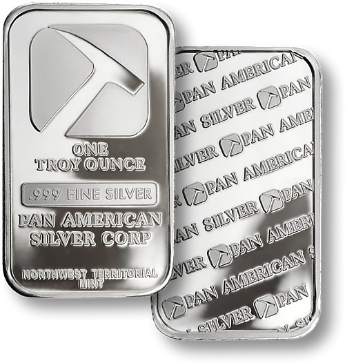 PanAmerican 1 troy ounce 999+ Silver Bar PanAmerican 1 troy ounce 999+ Silver Bar